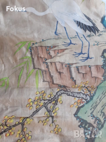 Стара китайска висяща картина върху коприна, снимка 3 - Антикварни и старинни предмети - 53394772