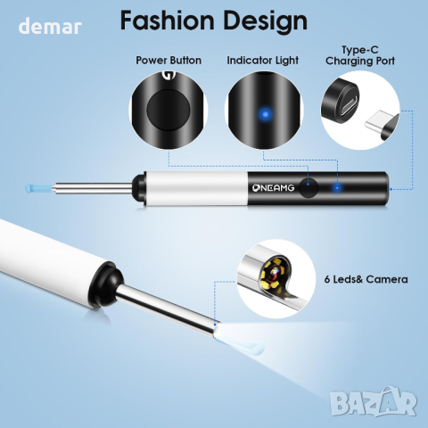 Комплект за премахване на ушна кал OneAmg 1920P HD отоскоп с камера, снимка 2 - Други - 44580288