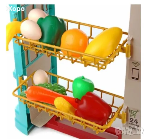 Детски комплект супер маркет със скенер . касов апарат и кантар със звук и светли 48 елемента КН3306, снимка 11 - Образователни игри - 48033746