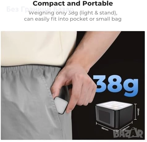 Нова Компактна магнитна видео лампа с Type-C заряд за DJI Pocket 3, снимка 5 - Чанти, стативи, аксесоари - 51761387