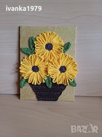 Пано плетени цветя , снимка 2 - Декорация за дома - 42312053