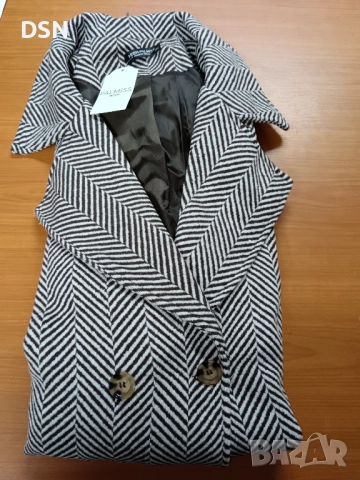 Палто кашет с дизайн на рибена кост, снимка 2 - Палта, манта - 52734997