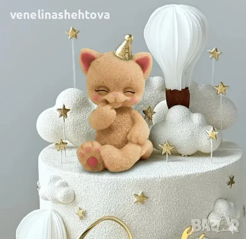 3D срамежливо коте котка силиконов молд форма свещи гипс сапун смола фондан декорация торта 