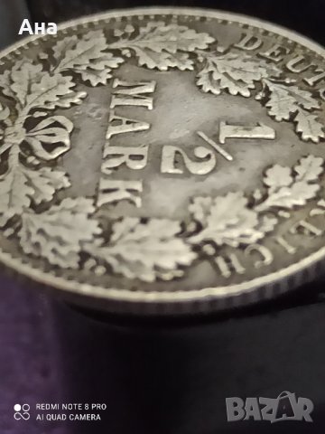 1/2 марка Германия 1914 г сребро D

, снимка 1 - Нумизматика и бонистика - 41664967