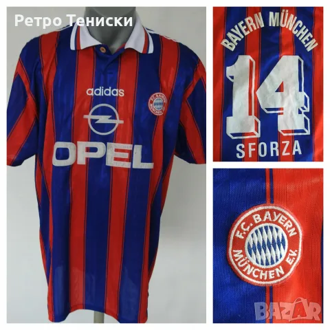 Тениска Bayern Munich #14 Sforza adidas — Мъже размер XL Многоцветно (сезон 1995/97)