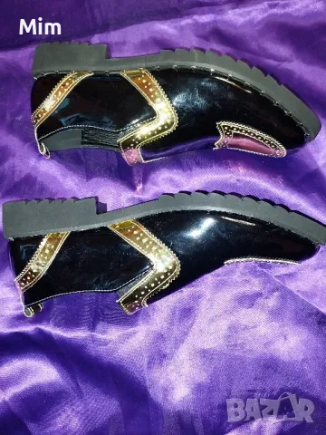 42 Мъжки черни лачени обувки със златисти елементи , снимка 8 - Официални обувки - 48463906