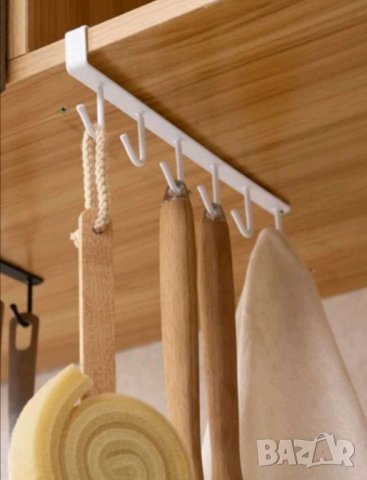 Метална закачалка с куки за кухненски шкаф