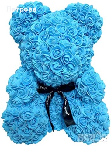 Мече от рози/синьо мече от рози/мече от рози в луксозна кутия с панделка , снимка 3 - Декорация за дома - 44341418