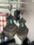 Винтидж сребърни обеци 925 проба с тюркоаз, снимка 1
