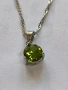 Сребърно колие със зелен цирконии , снимка 2