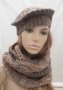 Кафяв дамски плетен комплект от шал и шапка марка Bonnet, снимка 1 - Шалове - 17607477