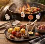 25 бр Хелоуин Halloween духче тиква дървени топери за хапки мъфини кексчета декор парти, снимка 1