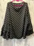 Разкошна нова елегантна кукленска блуза топ туника  вълнообразни акценти бели точки, снимка 3