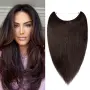 100% Естествена коса на корда 40 см S-noilite Remy, тъмнокафяви екстеншъни, снимка 1
