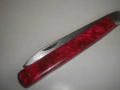 Българско Соц ножче ножка джобно туристическо 18,5 см с дръжка от червен каталин, снимка 1