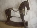 Дървен кон украсен със седев и бронз., снимка 2