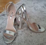 Сребърни сандали на ток, снимка 1