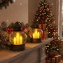 Декоративен коледен фенер с три LED свещи – безопасна и магична светлина, снимка 3