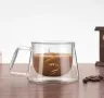 Чаша за кафе 200 мл от двустенно боросиликатно стъкло, COFFEE послание, термоустойчива,, снимка 3