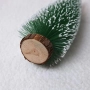 Миниатюрна декоративна изкуствена елха с поставка от дървено пънче, 30 см височина, снимка 6