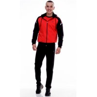Мъжки спортен екип REDICS 240001, черен с червено, памук и ликра, снимка 2 - Спортни дрехи, екипи - 44387344