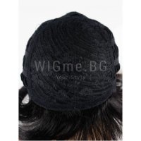 Къса черна перука от естествен косъм с бретон Теа, снимка 7 - Аксесоари за коса - 34515498