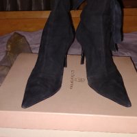 LES TROPEZIENNES, Елегантни велурени боти, обувани няколко пъти. , снимка 2 - Дамски обувки на ток - 41385292