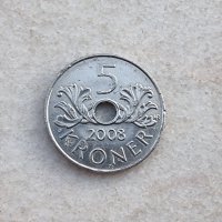 Монета. Норвегия. 5 крони. 2008 година., снимка 1 - Нумизматика и бонистика - 41597629
