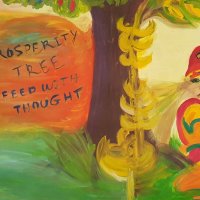 Голяма картина Дървото на Просперитета символизъм маслени бои, снимка 5 - Картини - 42311997