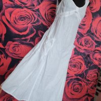 Бяла ленена рокля под коляното ХЛ, снимка 5 - Рокли - 41918493
