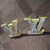 Красиви обеци Louis Vuitton с кристали, снимка 3 - Обеци - 42497182