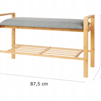 Бамбукова пейка със седалка и рафт за обувки табуретка, снимка 3 - Дивани и мека мебел - 44827147