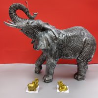 Сребрист импозантен голям слон , снимка 8 - Декорация за дома - 35007730