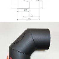 Коляно Ø 150 90° с ревизионен отвор DURATHERM, снимка 1 - Камини - 42605420