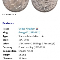 Три монети Половин Крона Великобритания, снимка 4 - Нумизматика и бонистика - 36180626