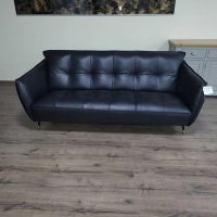 Италиански черен кожен комплект дивани тройка и двойка, снимка 12 - Дивани и мека мебел - 44297903
