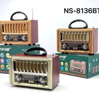 Ретро радио NS 8136 BT  Bluetooth Usb Sd, FМ, АМ, SW, снимка 3 - Други - 41211240