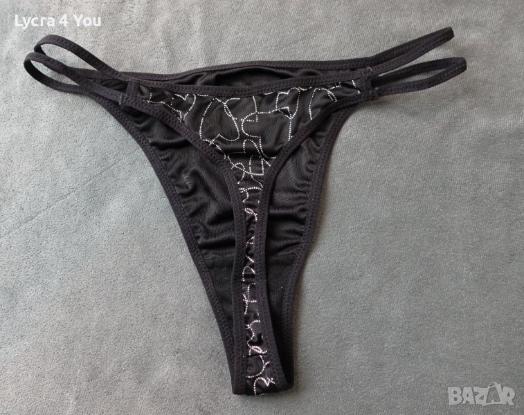 S черни полупрашки със щампа от сребристи сърца, снимка 1