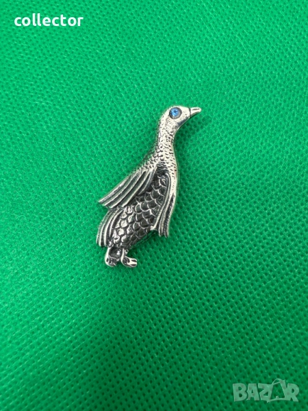 Сребърна брошка на птица - Тетреб / Глухар. №7452, снимка 1