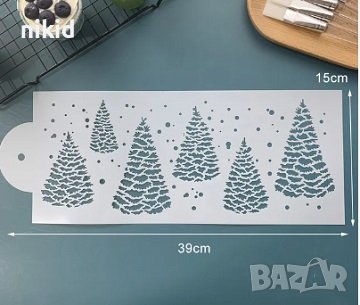 6 елхи Борчета Бор елха стенсил шаблон за спрей за торта украса Scrapbooking, снимка 1