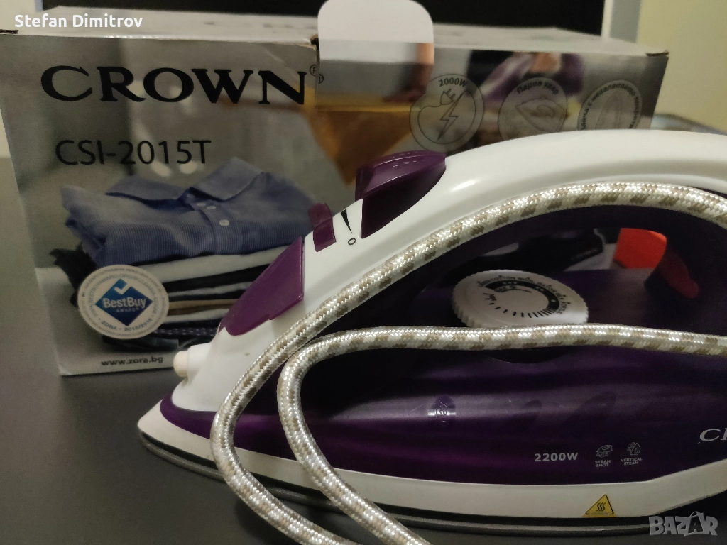 Парна ютия Crown CSI-2015T – Отлично състояние + кутия! Само 15 лв., снимка 1