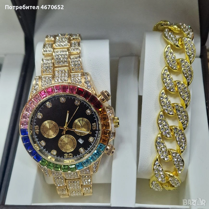 Rainbow Crystal Watch Set 🌈 | часовник + гривна с кристали, снимка 1