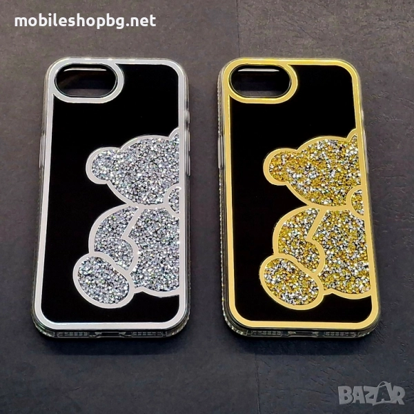 iPhone 16e кейс мече с камъчета сребърен златен, снимка 1
