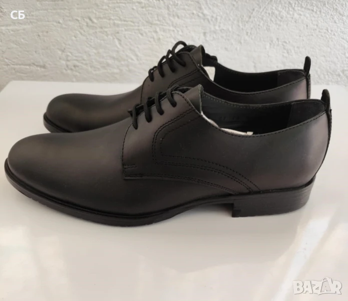 Два чифта нови черни обувки от естествена кожа №41 и 42, снимка 1