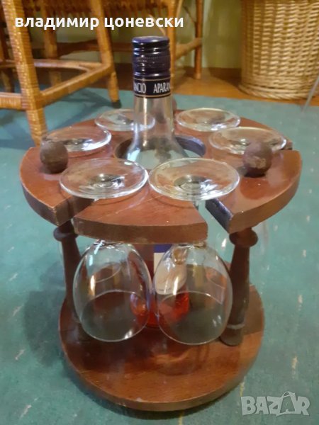 Барче,поставка за бутилка вино и чаши, снимка 1
