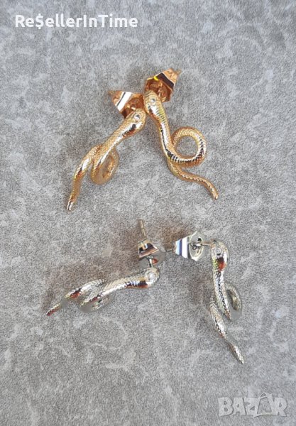 Нови обеци със змии, златисто и сребристо, снимка 1