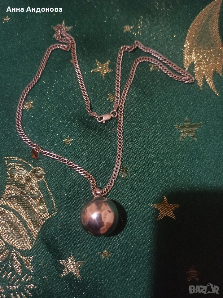 Сребърен синджир с висулка , снимка 1