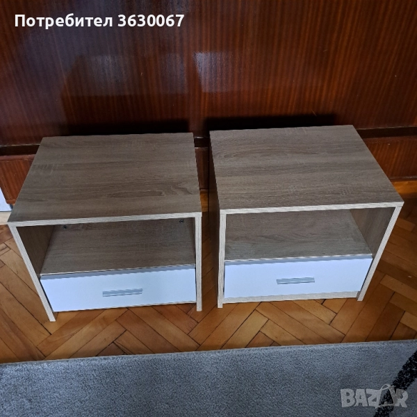 Нощно шкафче Sonoma дъб, кафяво и бяло ПДЧ , снимка 1