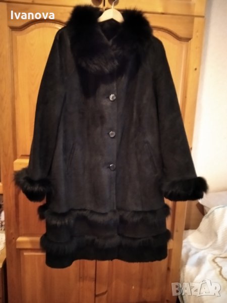 Продавам луксозно макси кожено палто от естествена агнешка кожа ,модерна обработка, тип кожух. , снимка 1