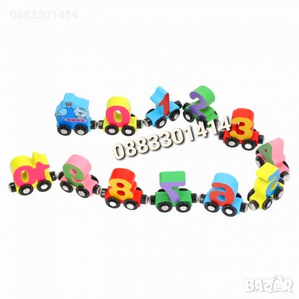 Дървено магнитно влакче с цифри , снимка 1